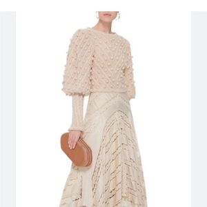 Zimmerman Elegant Cream Lace cropped sweater